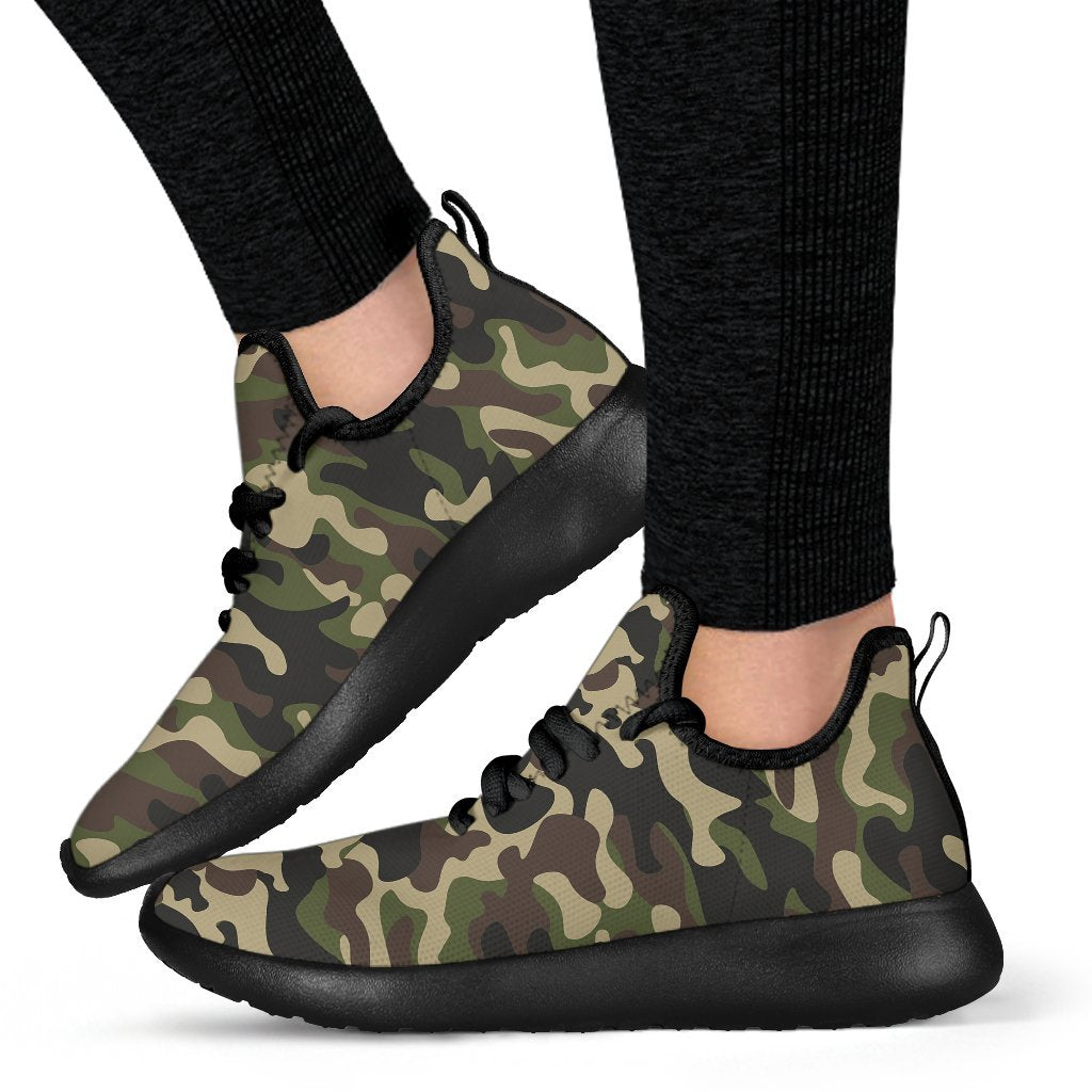 Army Green Camouflage Print Mesh Knit Shoes GearFrost