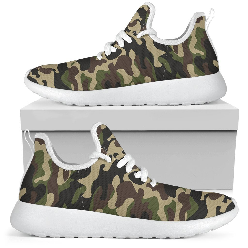 Army Green Camouflage Print Mesh Knit Shoes GearFrost