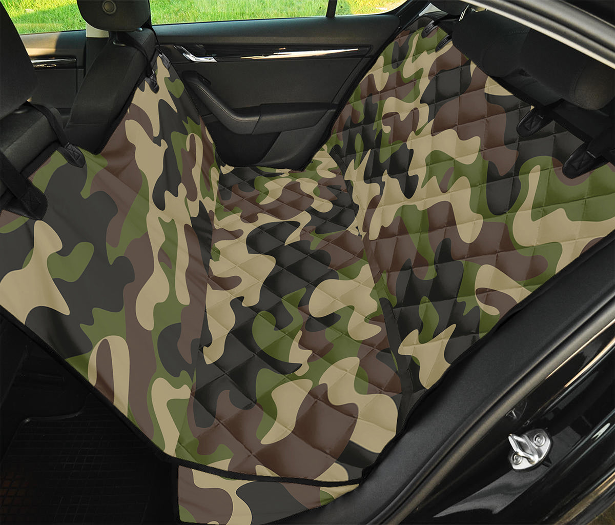 Army Green Camouflage Print Pet Car Back Seat Cover