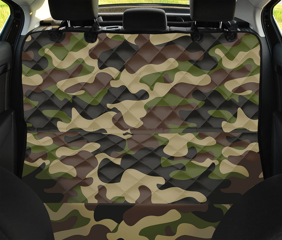 Army Green Camouflage Print Pet Car Back Seat Cover