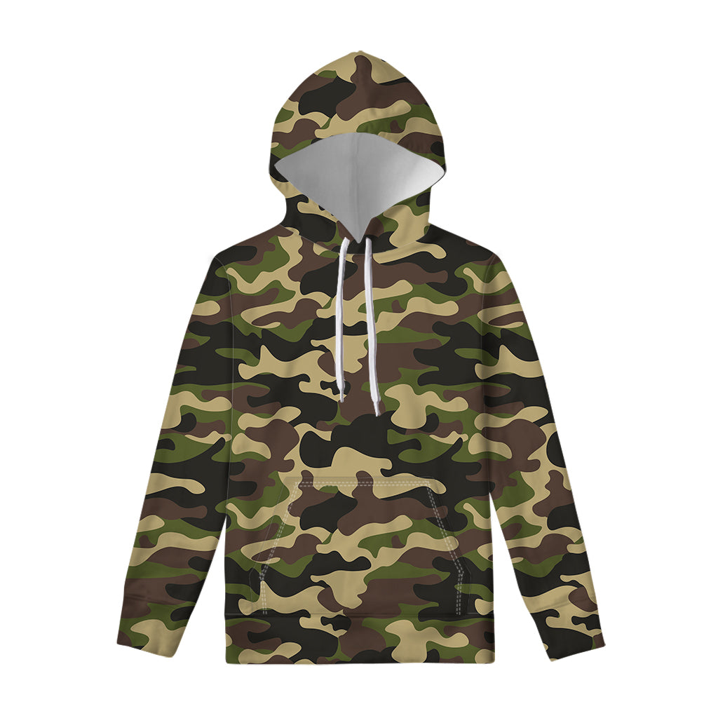 Army Green Camouflage Print Pullover Hoodie