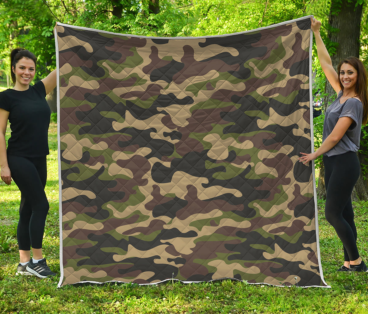 Army Green Camouflage Print Quilt