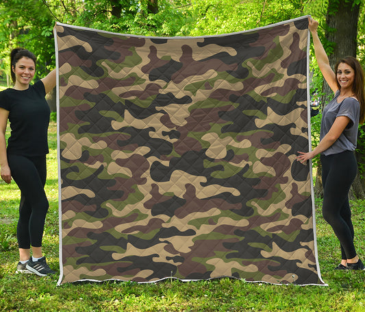 Army Green Camouflage Print Quilt