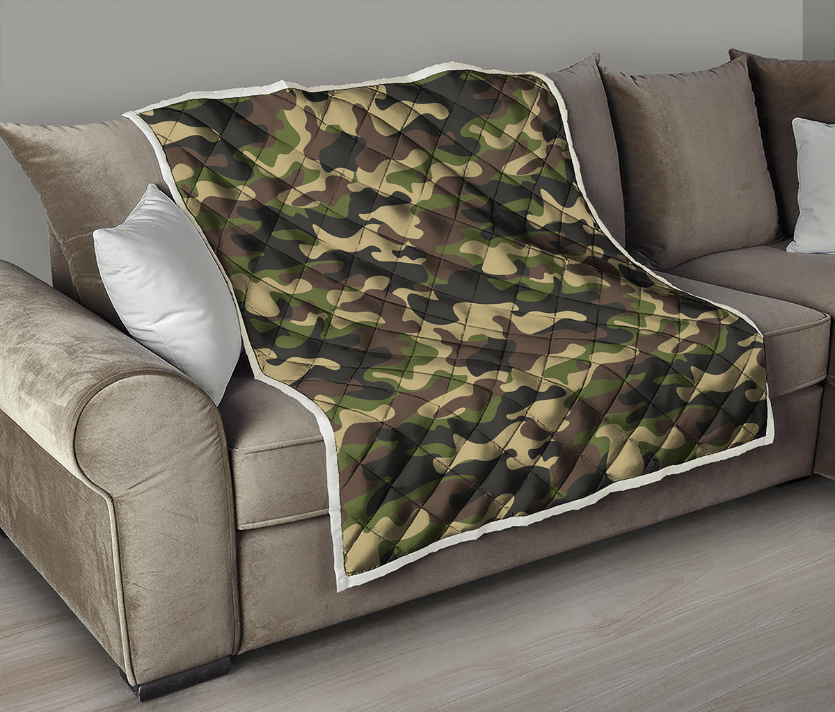 Army Green Camouflage Print Quilt