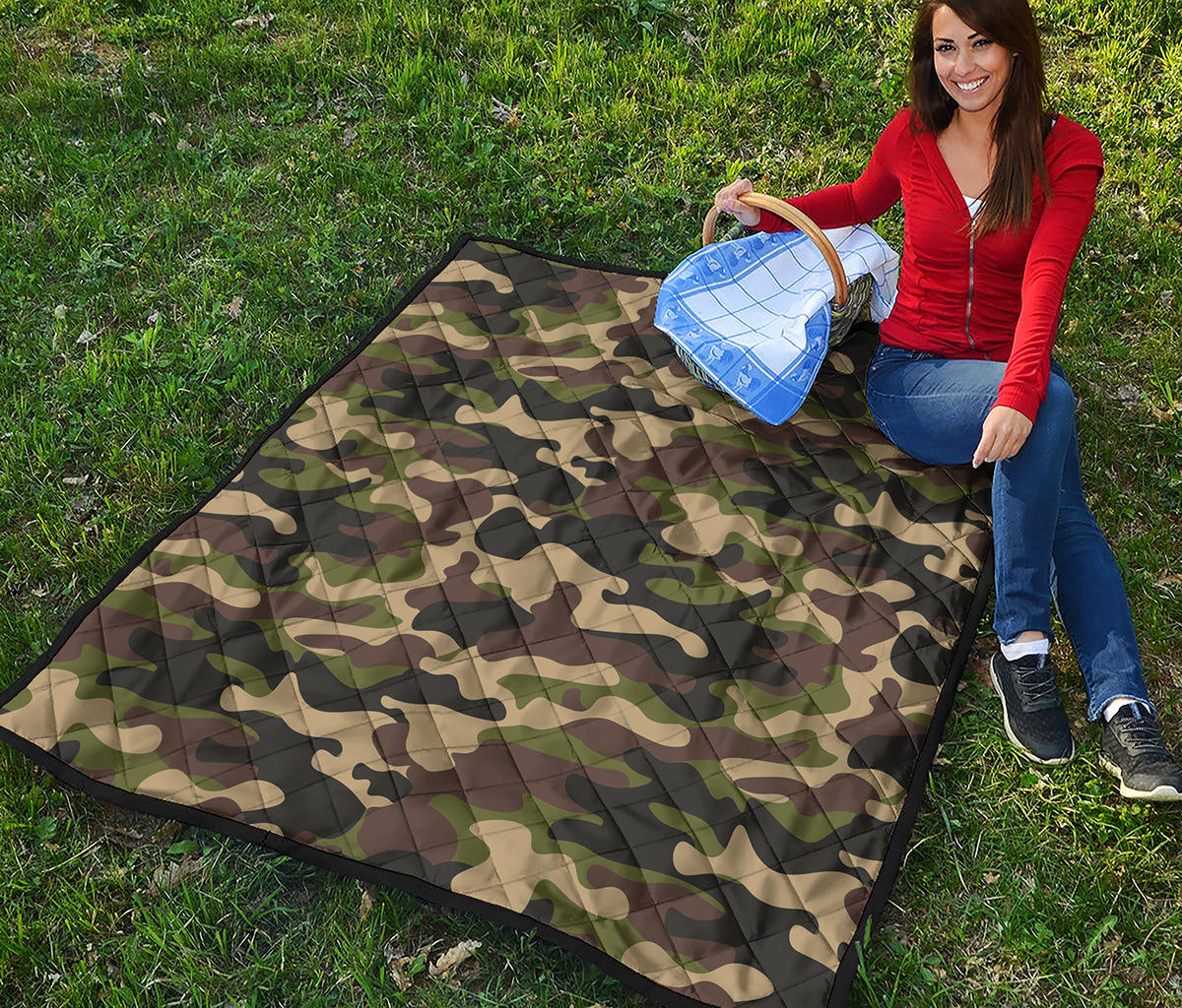 Army Green Camouflage Print Quilt