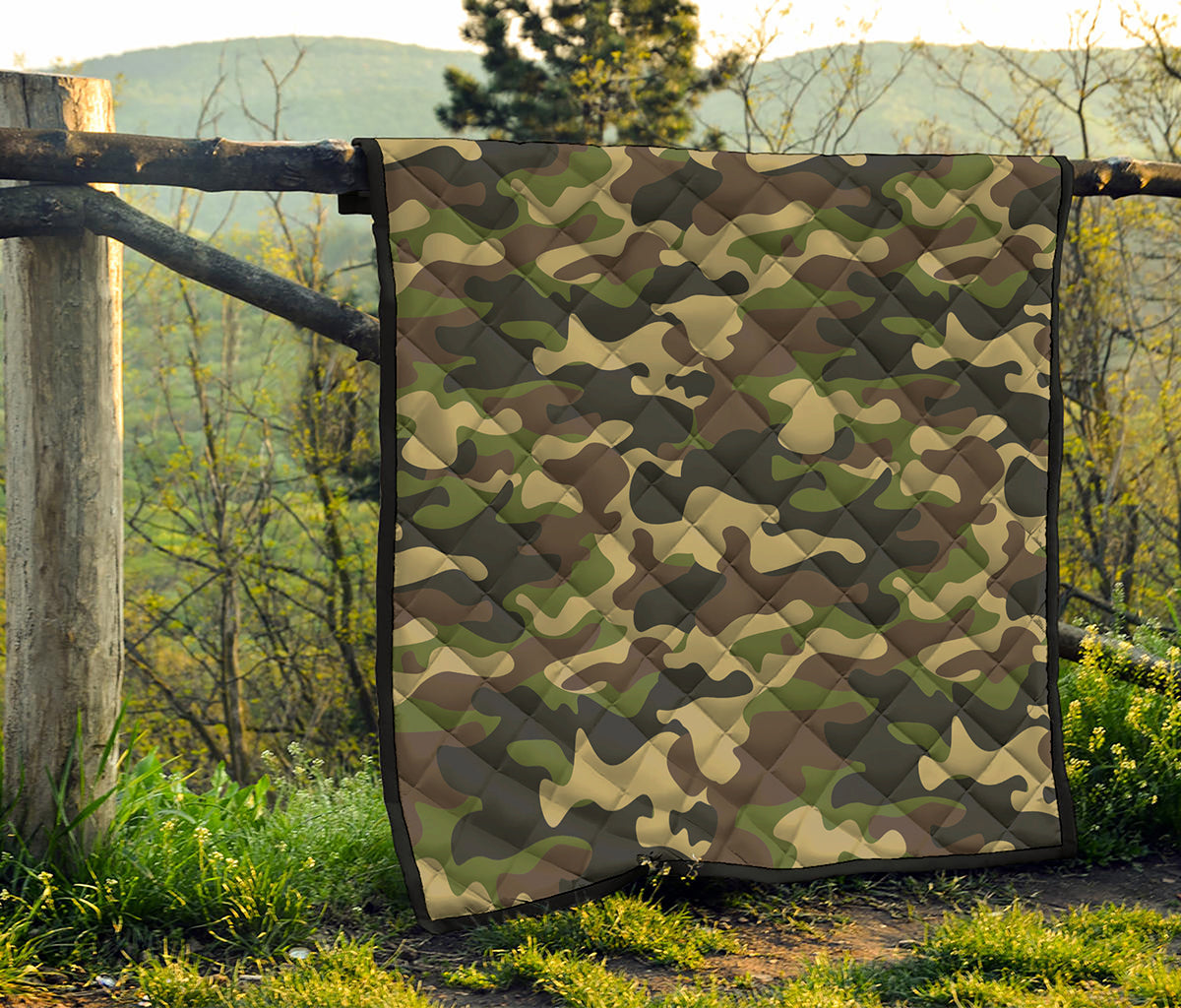 Army Green Camouflage Print Quilt