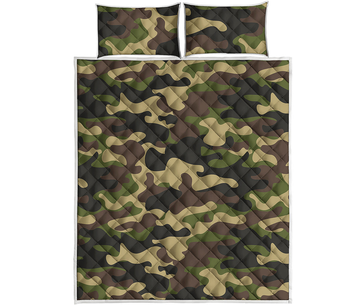 Army Green Camouflage Print Quilt Bed Set