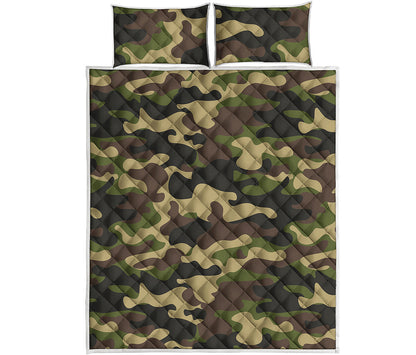 Army Green Camouflage Print Quilt Bed Set