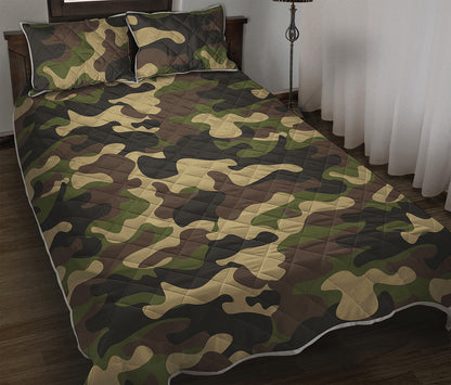 Army Green Camouflage Print Quilt Bed Set