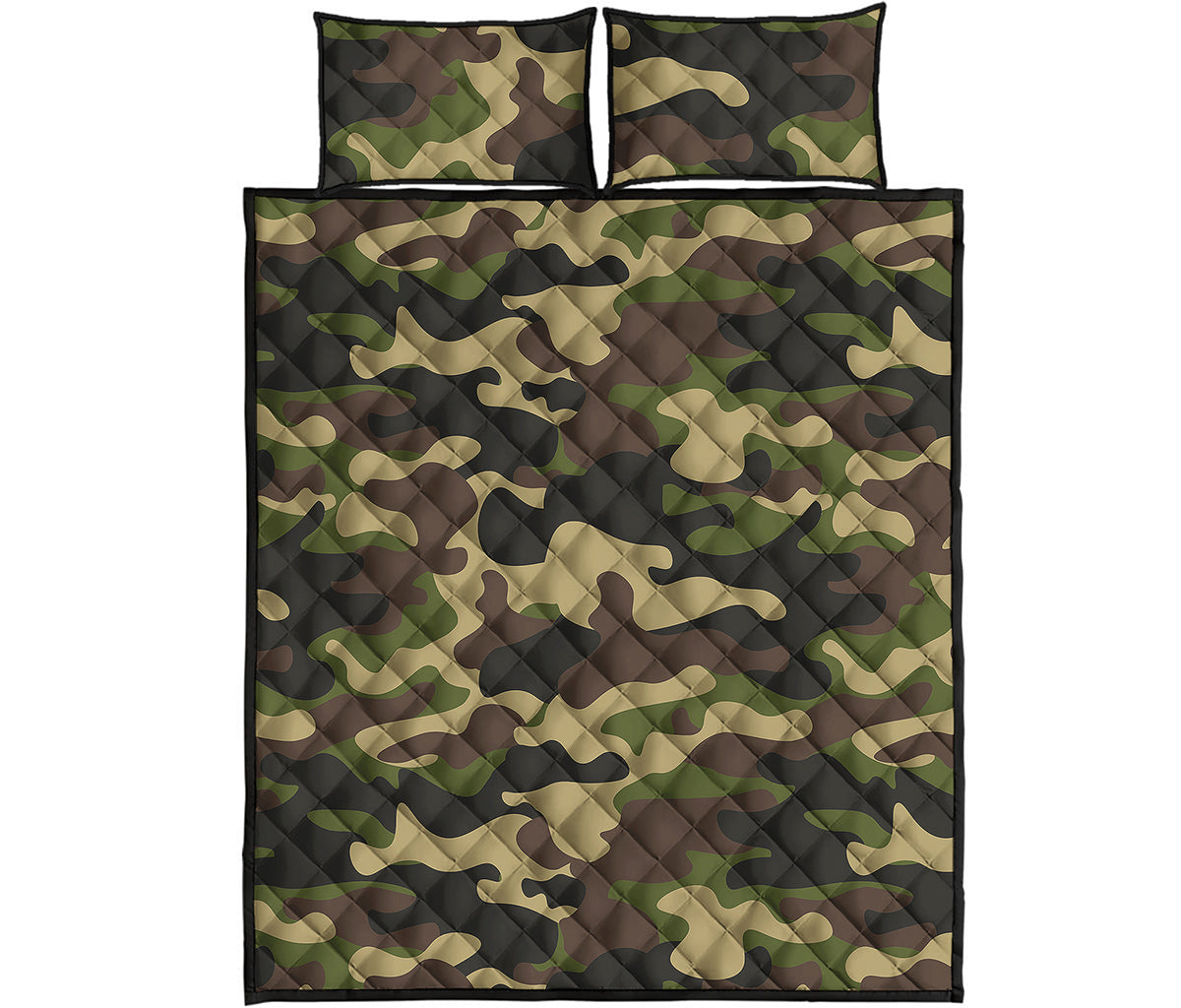 Army Green Camouflage Print Quilt Bed Set