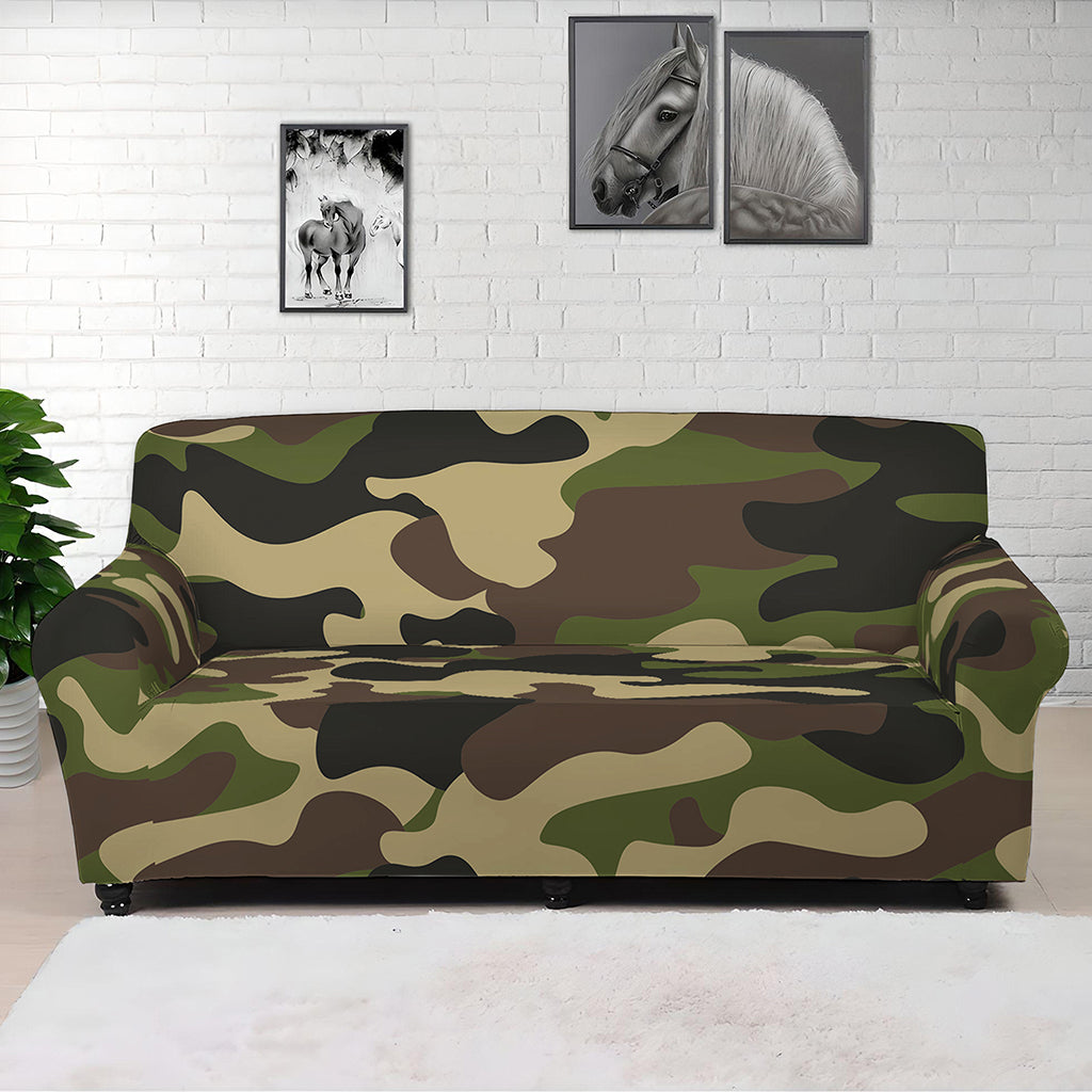 Army Green Camouflage Print Sofa Cover