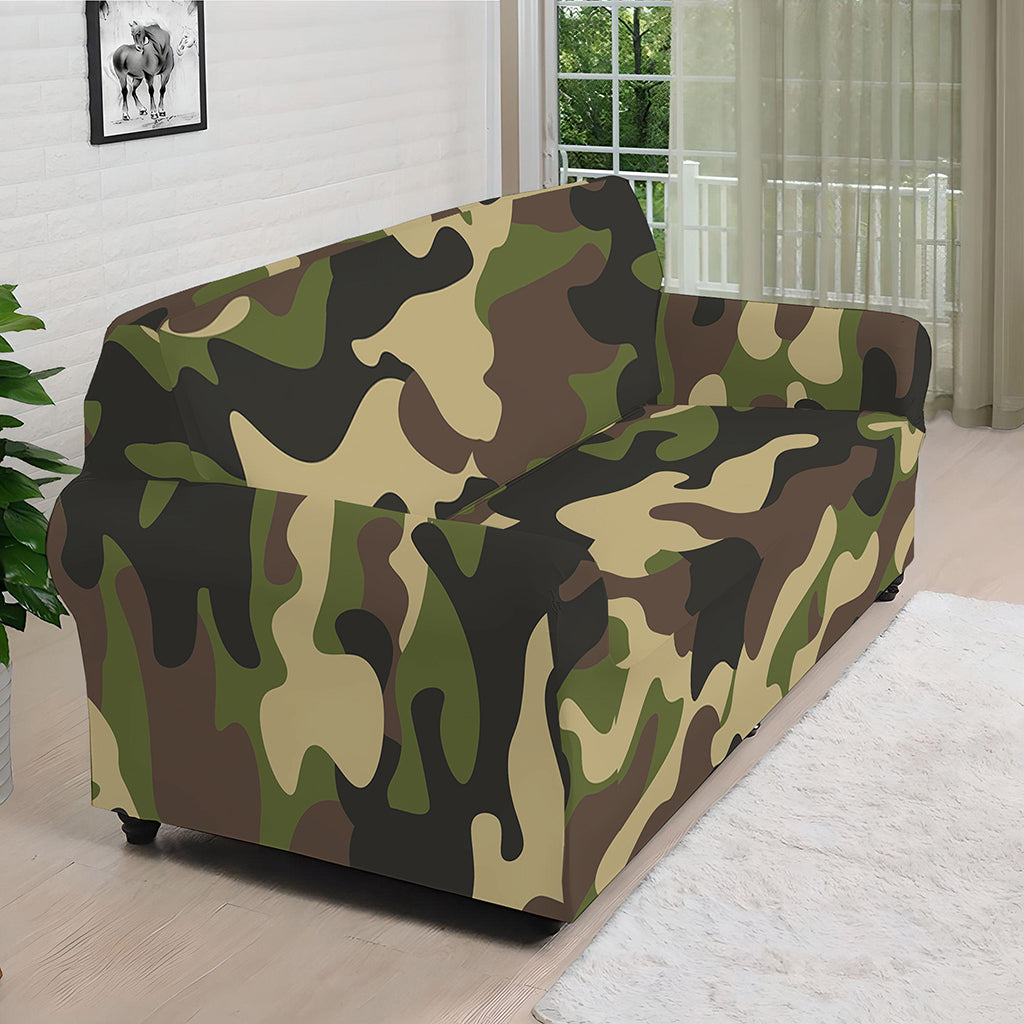Army Green Camouflage Print Sofa Cover