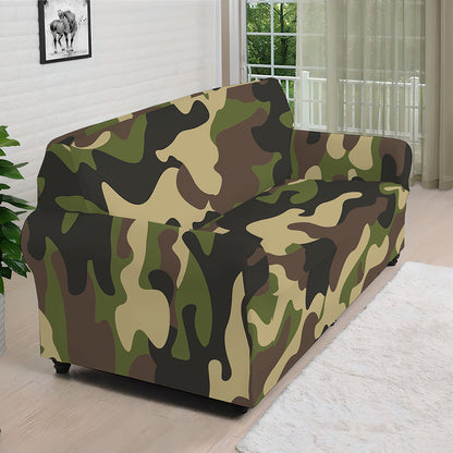 Army Green Camouflage Print Sofa Cover