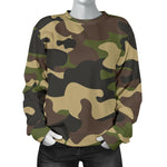 Army Green Camouflage Print Women's Crewneck Sweatshirt GearFrost