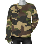 Army Green Camouflage Print Women's Crewneck Sweatshirt GearFrost