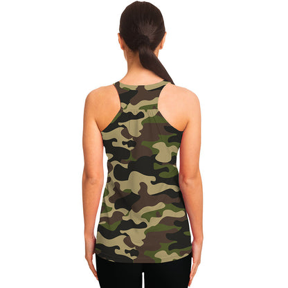 Army Green Camouflage Print Women's Racerback Tank Top