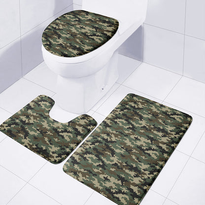 Army Green Digital Camo Pattern Print 3 Piece Bath Mat Set
