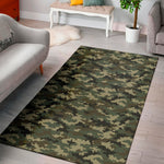 Army Green Digital Camo Pattern Print Area Rug