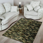 Army Green Digital Camo Pattern Print Area Rug