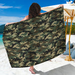 Army Green Digital Camo Pattern Print Beach Sarong Wrap