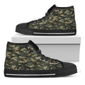 Army Green Digital Camo Pattern Print Black High Top Sneakers