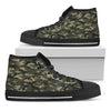 Army Green Digital Camo Pattern Print Black High Top Shoes