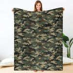 Army Green Digital Camo Pattern Print Blanket