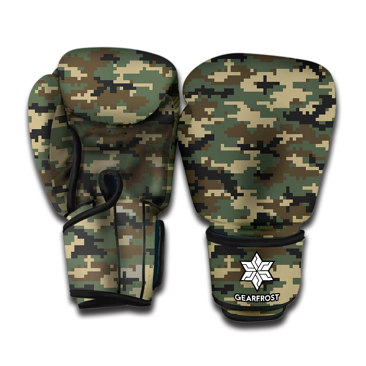 Army Green Digital Camo Pattern Print Boxing Gloves