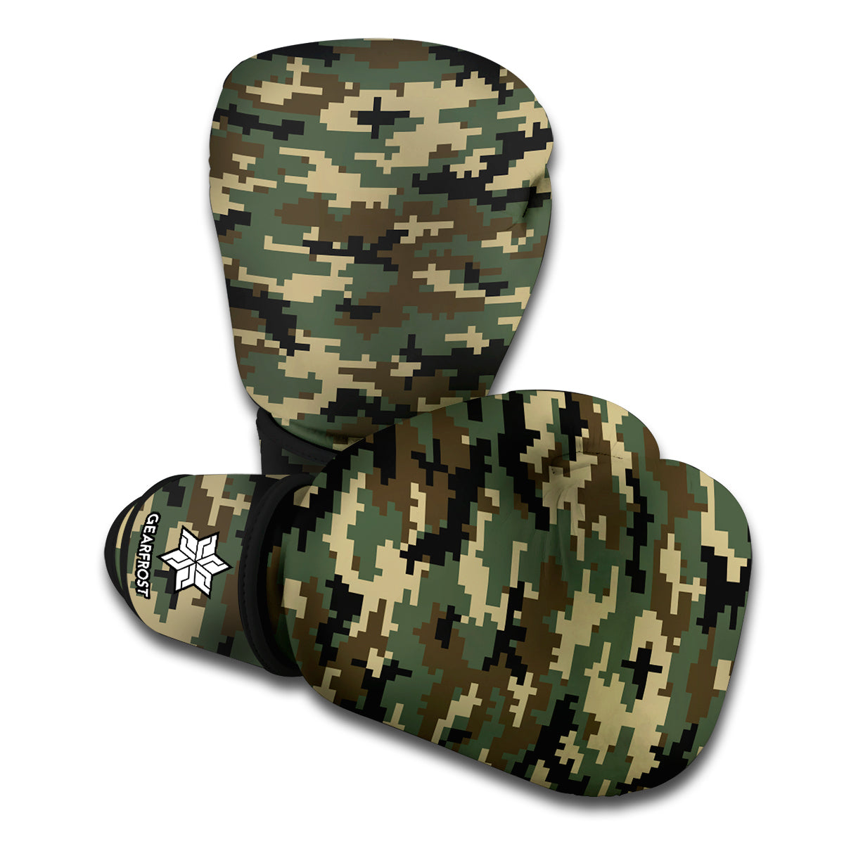 Army Green Digital Camo Pattern Print Boxing Gloves