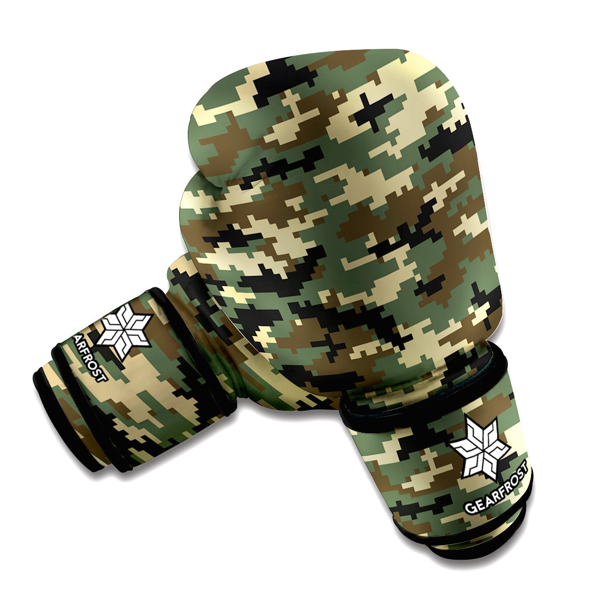 Army Green Digital Camo Pattern Print Boxing Gloves