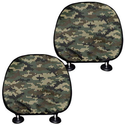 Army Green Digital Camo Pattern Print Car Headrest Covers