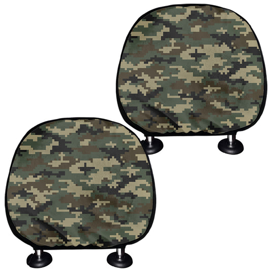 Army Green Digital Camo Pattern Print Car Headrest Covers