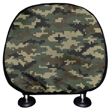 Army Green Digital Camo Pattern Print Car Headrest Covers