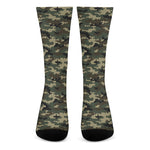 Army Green Digital Camo Pattern Print Crew Socks