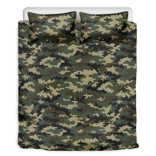 Army Green Digital Camo Pattern Print Duvet Cover Bedding Set
