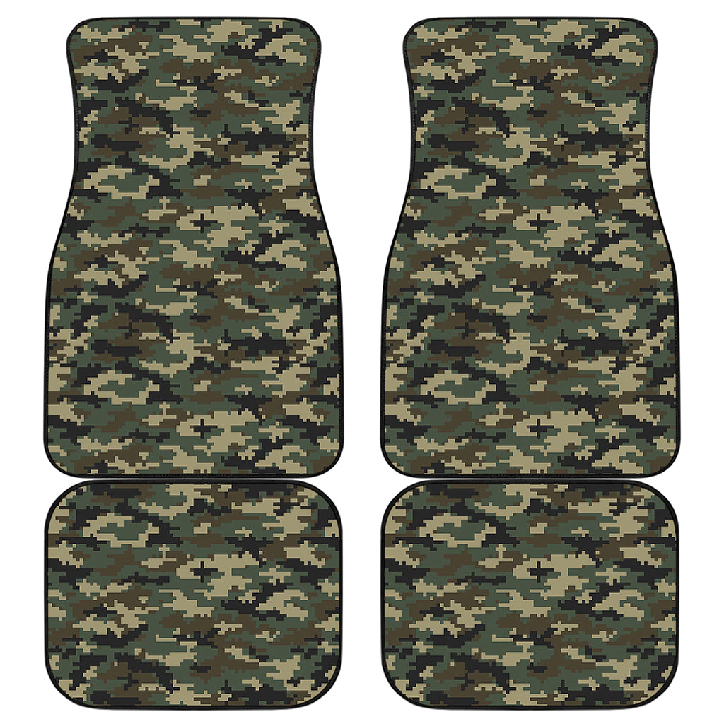 Army Green Digital Camo Pattern Print Front and Back Car Floor Mats