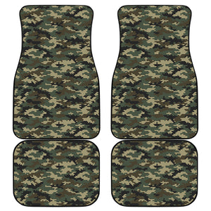 Army Green Digital Camo Pattern Print Front and Back Car Floor Mats