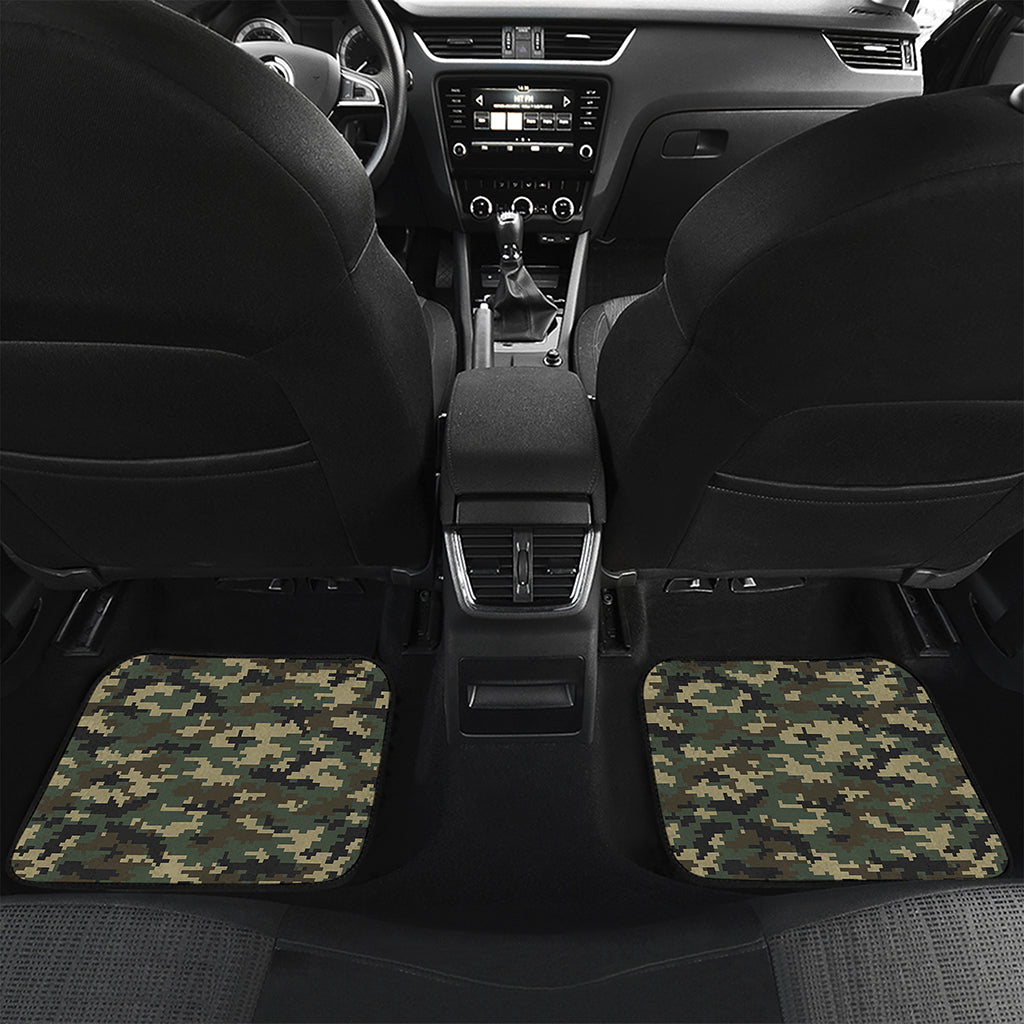 Army Green Digital Camo Pattern Print Front and Back Car Floor Mats