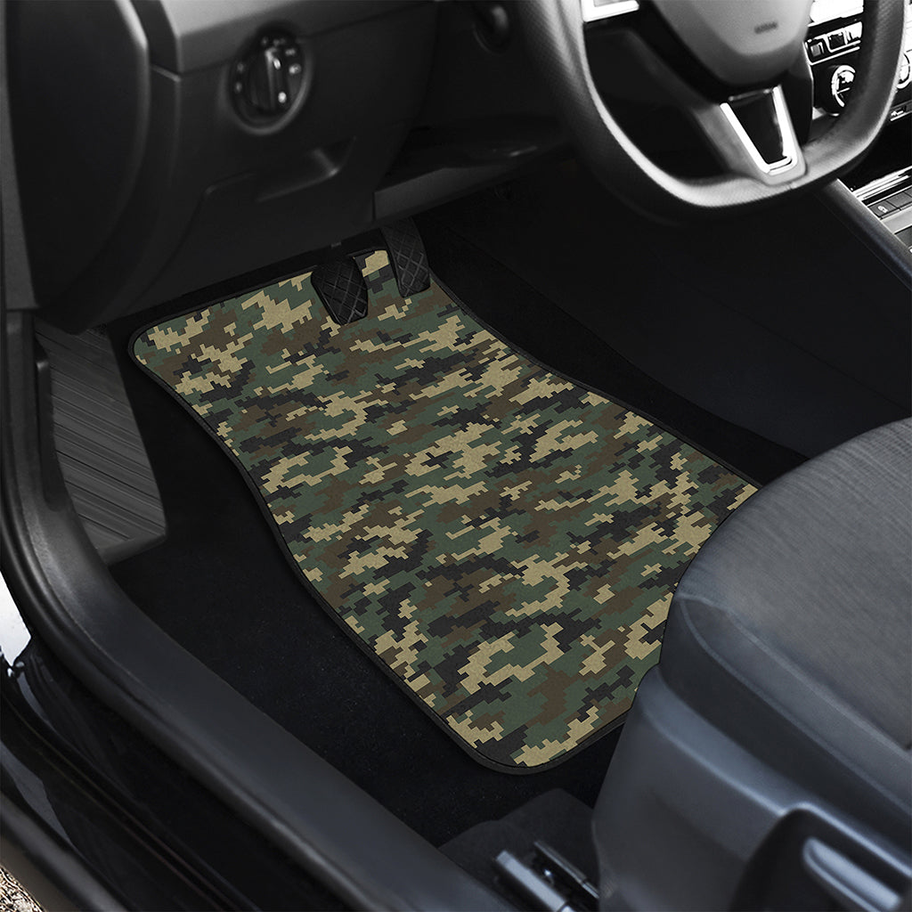 Army Green Digital Camo Pattern Print Front and Back Car Floor Mats