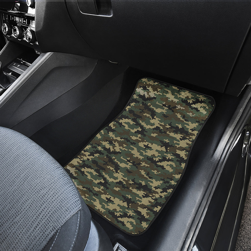 Army Green Digital Camo Pattern Print Front and Back Car Floor Mats