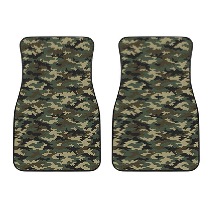 Army Green Digital Camo Pattern Print Front Car Floor Mats