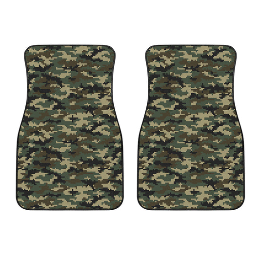 Army Green Digital Camo Pattern Print Front Car Floor Mats