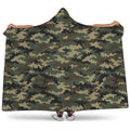 Army Green Digital Camo Pattern Print Hooded Blanket