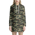Army Green Digital Camo Pattern Print Pullover Hoodie Dress