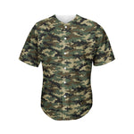 Army Green Digital Camo Pattern Print Men's Baseball Jersey