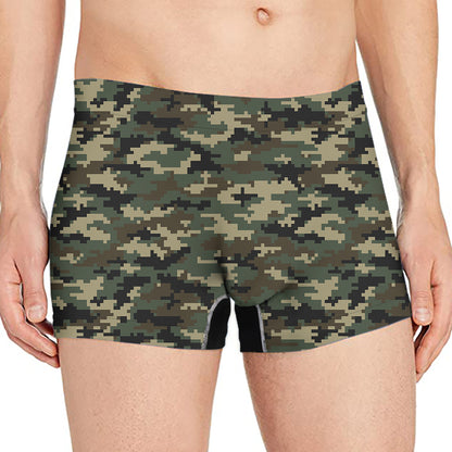 Army Green Digital Camo Pattern Print Men's Boxer Briefs