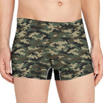Army Green Digital Camo Pattern Print Men's Boxer Briefs
