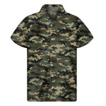 Army Green Digital Camo Pattern Print Men's Short Sleeve Shirt