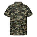 Army Green Digital Camo Pattern Print Men's Short Sleeve Shirt
