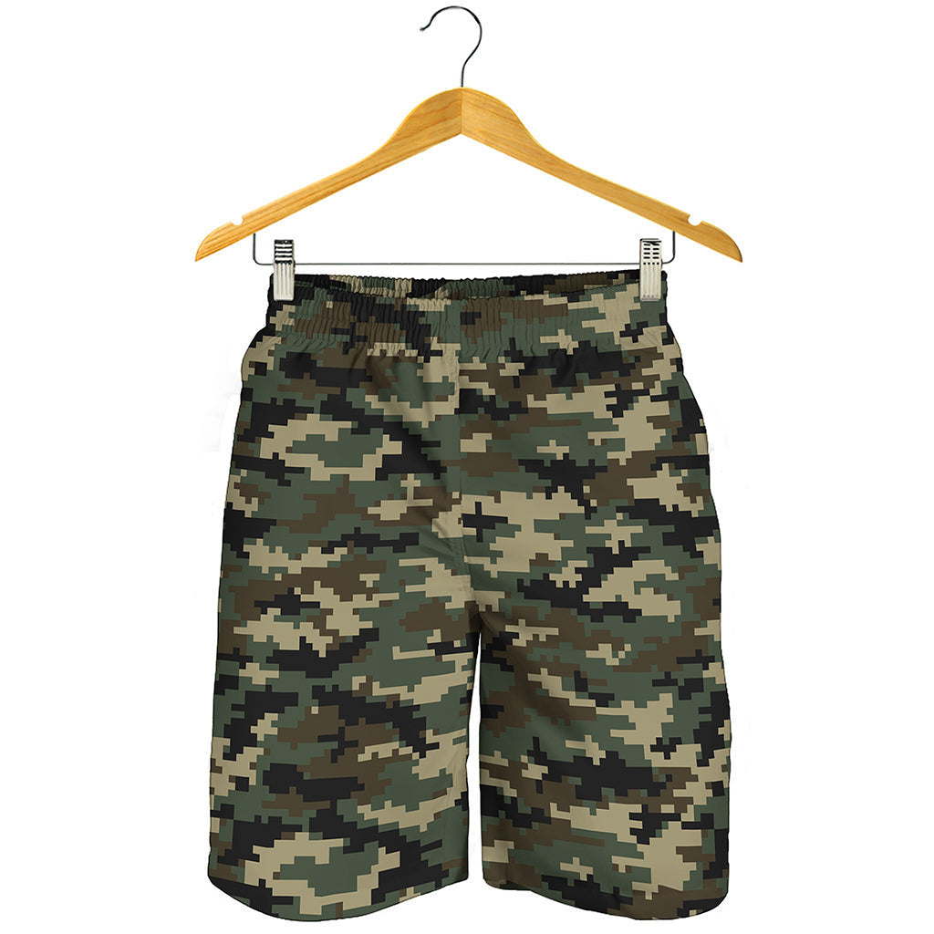 Army Green Digital Camo Pattern Print Men's Shorts